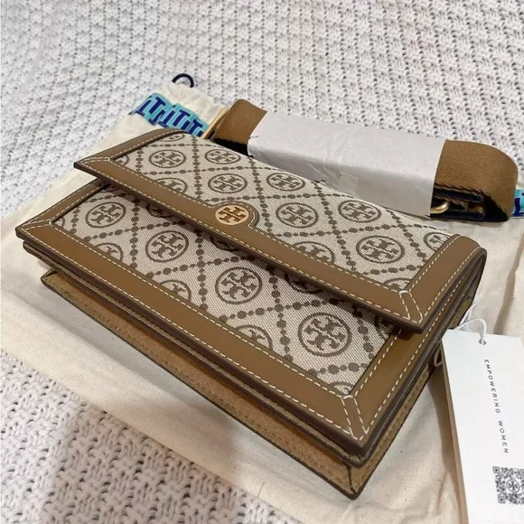 NWT TORY BURCH T MONOGRAM JACQUARD MINI BAG Two stripes $448